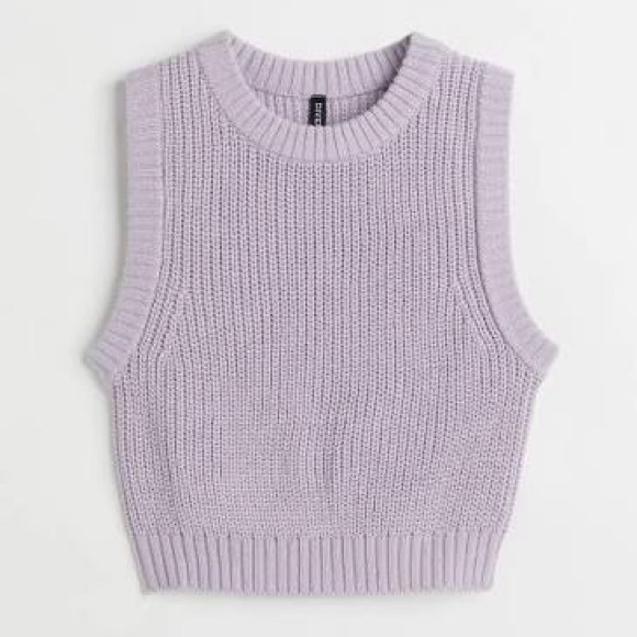 Divided Sweaters - H&M Light Purple Knit Sweater Vest